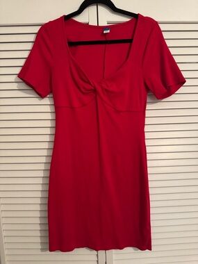 Old Navy Red Cotton Twist-Front Mini Dress